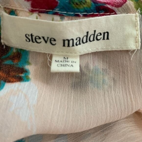 Steve Madden Top Womens Medium Shirt Blouse Sleeveless Tank Floral Boho Cottage - Picture 11 of 12